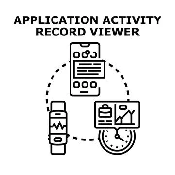 Application activity record viewer concept collecting data Stock Illustration