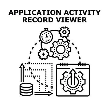 Application activity record viewer managing data process 스톡 일러스트