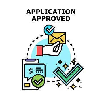 Application approved and successful online notification Stock Illustration