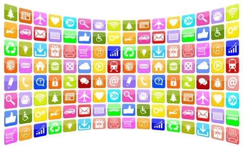 Application Apps App Icon Icons collection for mobile or smart phone Stock Illustration