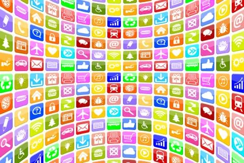 Application Apps App Icon Icons for mobile or smart phone background Illustrazione stock
