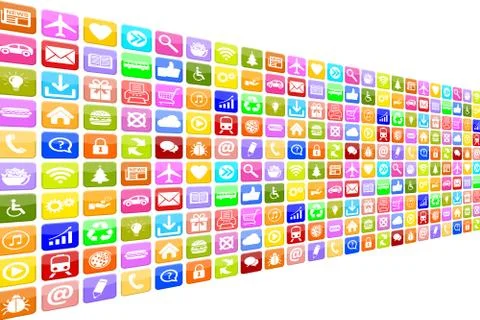 Application Apps App Icon Icons set for mobile or smart phone Stock Illustration