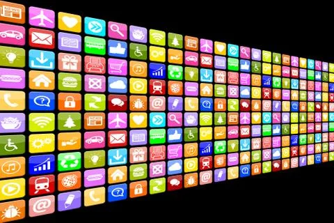 Application Apps App Icon Icons multimedia set for mobile or smart phone Stock Illustration