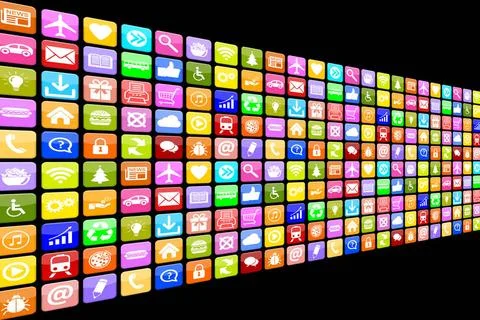 Application Apps App Icon Icons Multimedia Set für Handy oder Smartphone A.. Stock Photos