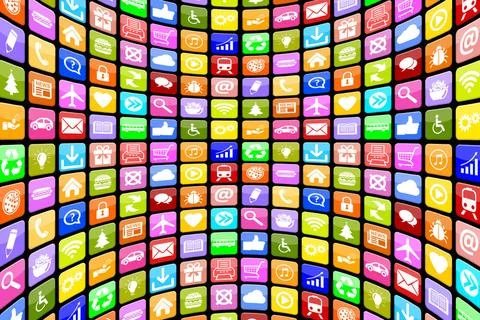 Application Apps App Icon Icons Multimedia für Handy oder Smartphone Hinte.. Stock Photos