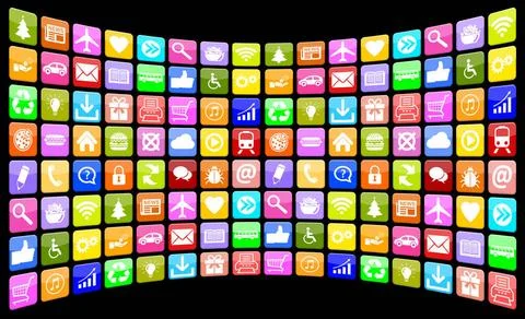 Application Apps App Icon Icons Multimedia Sammlung für Handy oder Smartph.. Stock Photos