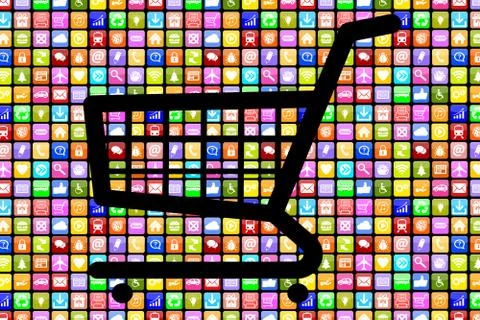 Application Apps App online shopping order e-commerce internet shop Ilustración de archivo