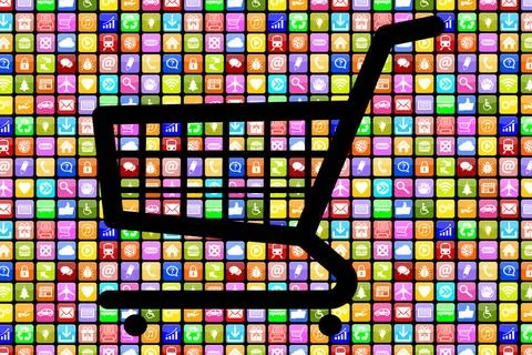 Application Apps App Online Shopping bestellen und einkaufen im Internet A... Stock Photos