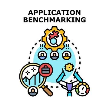 Application benchmarking process evaluating business performance and analyz.. Stock Illustration