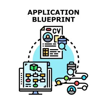 Application blueprint planning and development concept Illustrazione stock