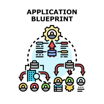 Application blueprint process and development strategy concept 库存插图