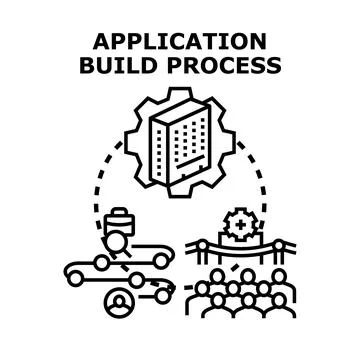 Application build process and software development workflow Stock Illustration