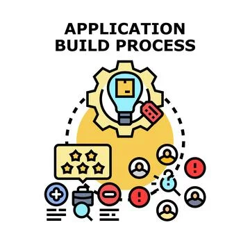 Application build process delivering software solution development 스톡 일러스트