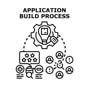 Application build process delivering software solution development Illustrazione stock