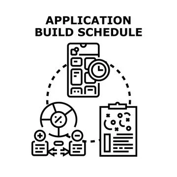 Application build schedule planning and development concept Ilustração Stock