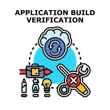 Application build verification process error monitoring Stockillustratie