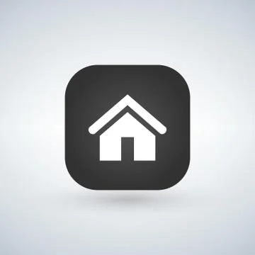 Application button home symbol sign. Black rounded square shape with black sh Stock Illustration