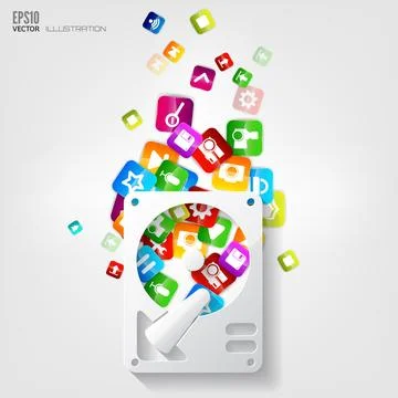 Application button. Social media cloud computing. Illustrazione stock