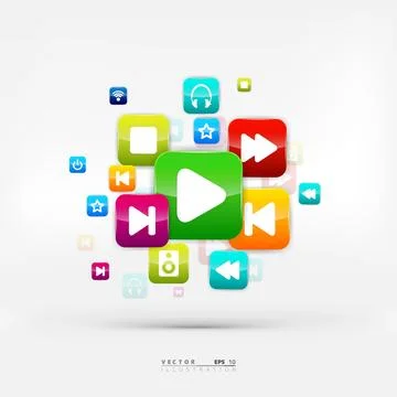 Application button. Social media icon. Cloud computing. Illustrazione stock