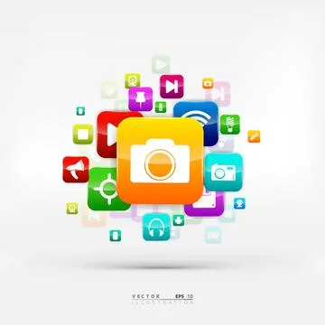 Application button. Social media icon. Cloud computing. Stock Illustration