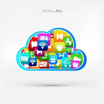 Application button. Social media icon. Cloud computing. Stock Illustration