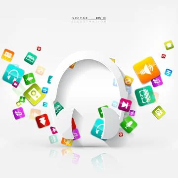 Application button. Social media icon. Cloud computing. Illustrazione stock