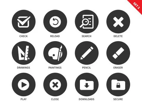 Application buttons icons on white background Stock Illustration
