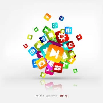 Application button.Social media. Cloud computing. Vector illustration. Illustrazione stock