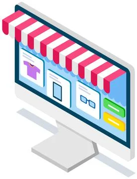 Application for buying and ordering goods via Internet. Computer screen with Stock Illustration