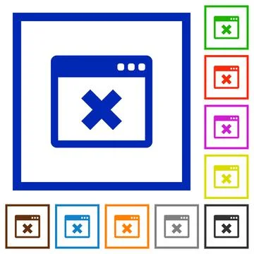 Application cancel flat framed icons Illustrazione stock