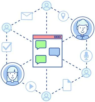 Application for chatting online. Program, social network for virtual Stock Illustration