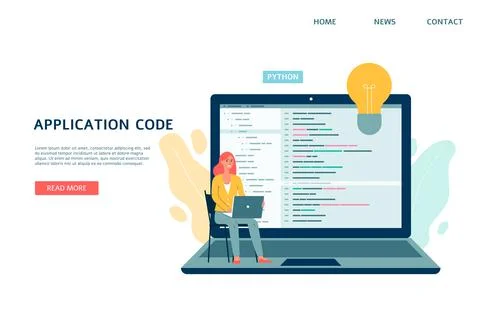 Application code test website banner template flat vector illustration. Stock Illustration
