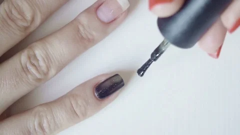 Application of colored nail of lacquer Stock Footage 72981349
