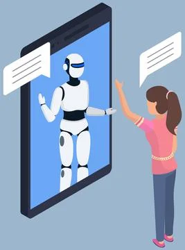 Application for communicating with robot on smartphone, conversation with 스톡 일러스트