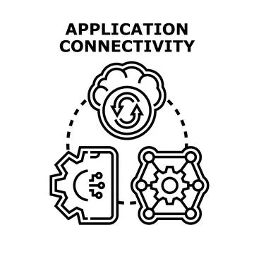 Application connectivity integrating mobile and cloud technologies Stock Illustration