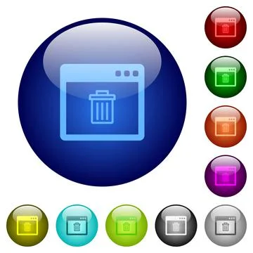 Application delete color glass buttons Illustrazione stock