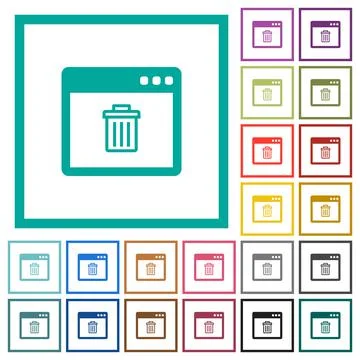 Application delete flat color icons with quadrant frames 스톡 일러스트