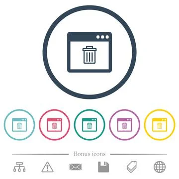Application delete flat color icons in round outlines Stock Illustration