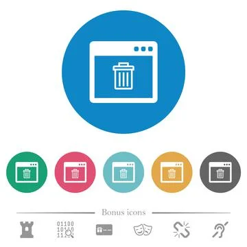 Application delete flat round icons Stock Illustration