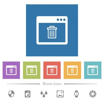 Application delete flat white icons in square backgrounds 스톡 일러스트