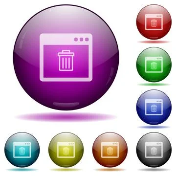 Application delete glass sphere buttons Illustrazione stock