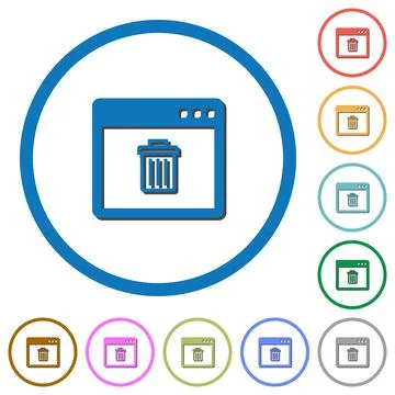 Application delete icons with shadows and outlines Illustrazione stock