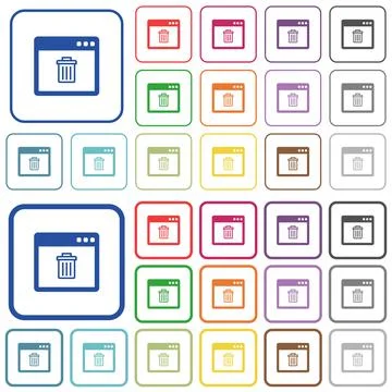 Application delete outlined flat color icons Stock Illustration
