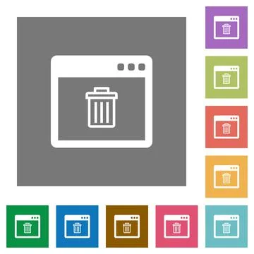 Application delete square flat icons Illustrazione stock