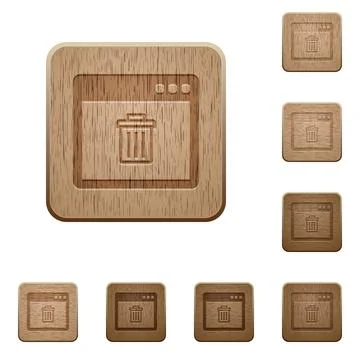 Application delete wooden buttons Illustrazione stock