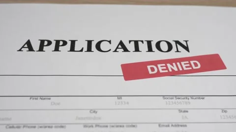 Application Denied Stamped Document Closeup Stock Footage 152853741