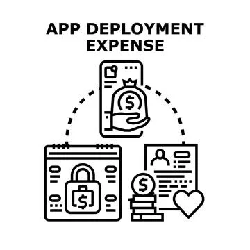 Application deployment costs and development investing concept 스톡 일러스트