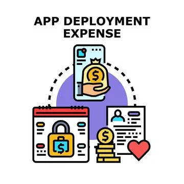 Application deployment costs and development investing concept Stockillustratie