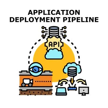 Application deployment pipeline deploying software development process 스톡 일러스트