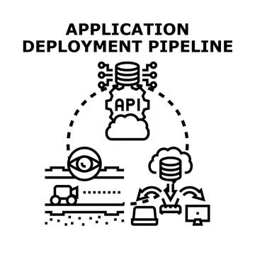 Application deployment pipeline deploying software development process イラスト素材